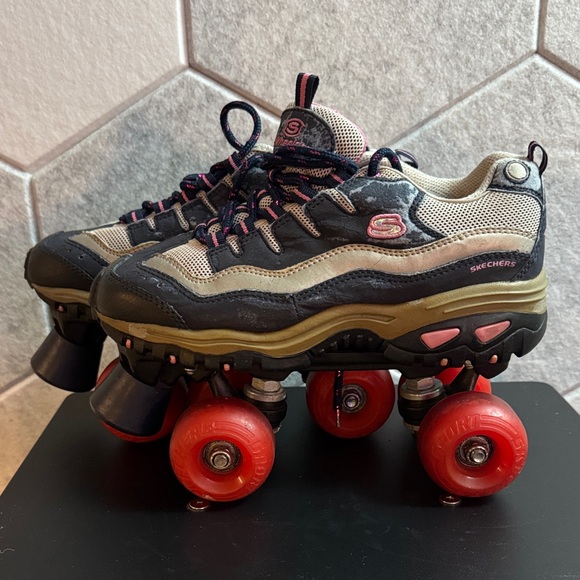 Skechers Kids Roller Sneakers - 4 wheelers- Black and Red